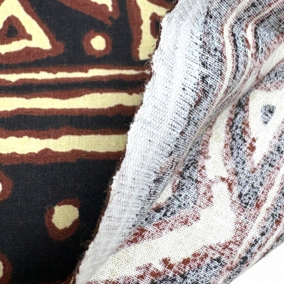 fabric remnant "mud" cloth repro vintage cotton 41" x 60" brown cream pristine - Picture 6 of 9